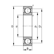 FAG 深沟球轴承 16005, 根据 DIN 625-1 标准的主要尺寸