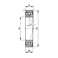 FAG 主轴轴承 HSS7000-C-T-P4S, 可调，成对或成套使用,接触角 α = 15°，两侧非接触唇式密封,公差受限