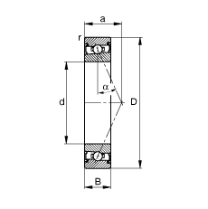 FAG 主轴轴承 HSS71911-E-T-P4S, 可调，成对或成套使用,接触角 α = 25°，两侧非接触唇式密封,公差受限